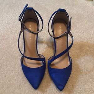 Kelly & Katie Cobalt Pointed Toe Ankle Strap Heels